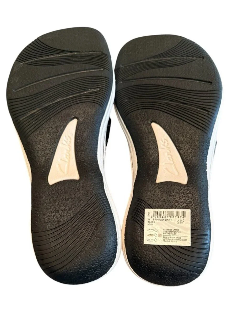 Clarks SIZE 6 Womens Cloudsteppers Flip Flop Sandals Brinkley Drift Black NEW FT